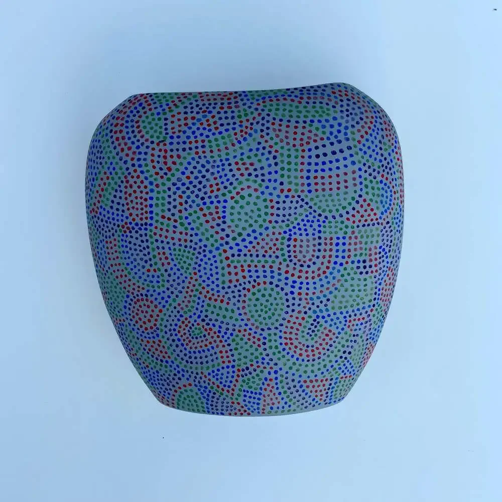 Handmade Slim Patterned Colorful Retro Vase